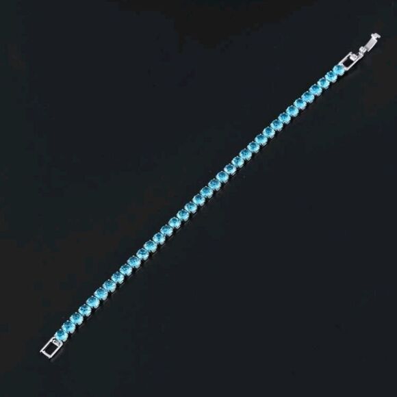 Sterling Silver Turquoise Tennis Bracelet - Picture 5 of 11